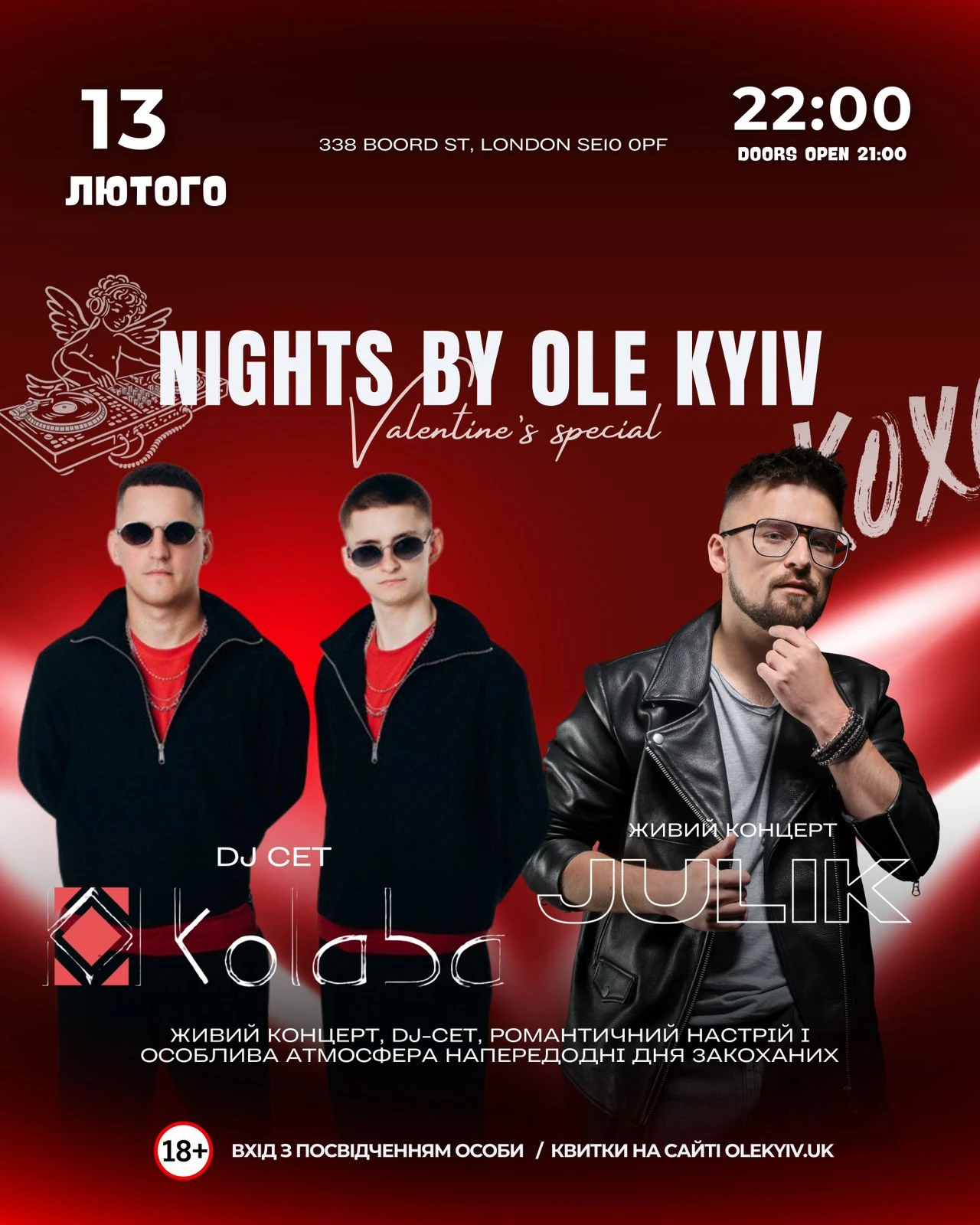 Poster for Nights by Ole Kyiv. Valentine's Special live event in London
