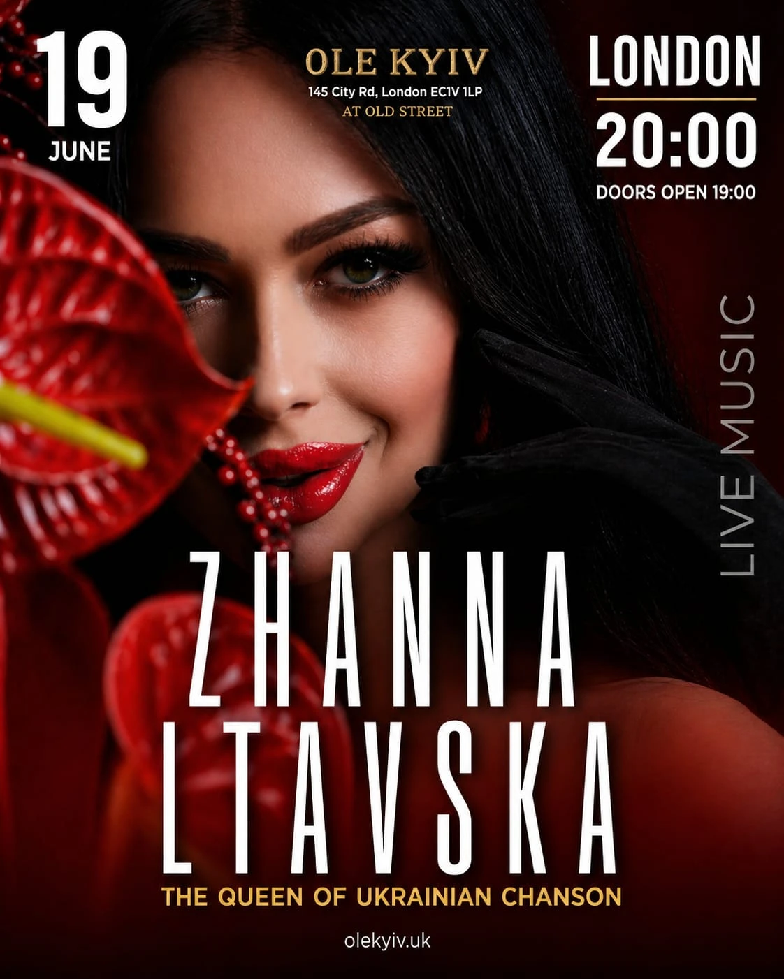 Poster for Zhanna Ltavska live event in London